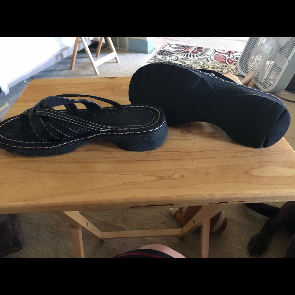 Black slip on sandals